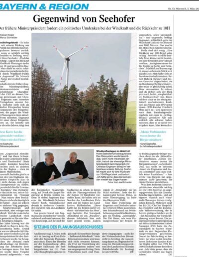 Gegenwind von Ex Ministerpräsident Seehofer