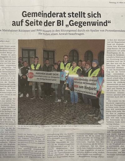 Gemeinderat Marxheim stellt sich auf BI Seite